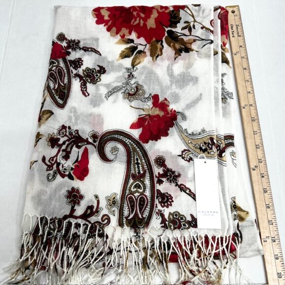 CALYPSO ST. BARTH  Soft Cotton Cashmere Pink White Scarf Wrap Fring 80"x 56(50 - Picture 5 of 8